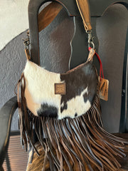 COWHIDE NELLIE FRINGE BAG