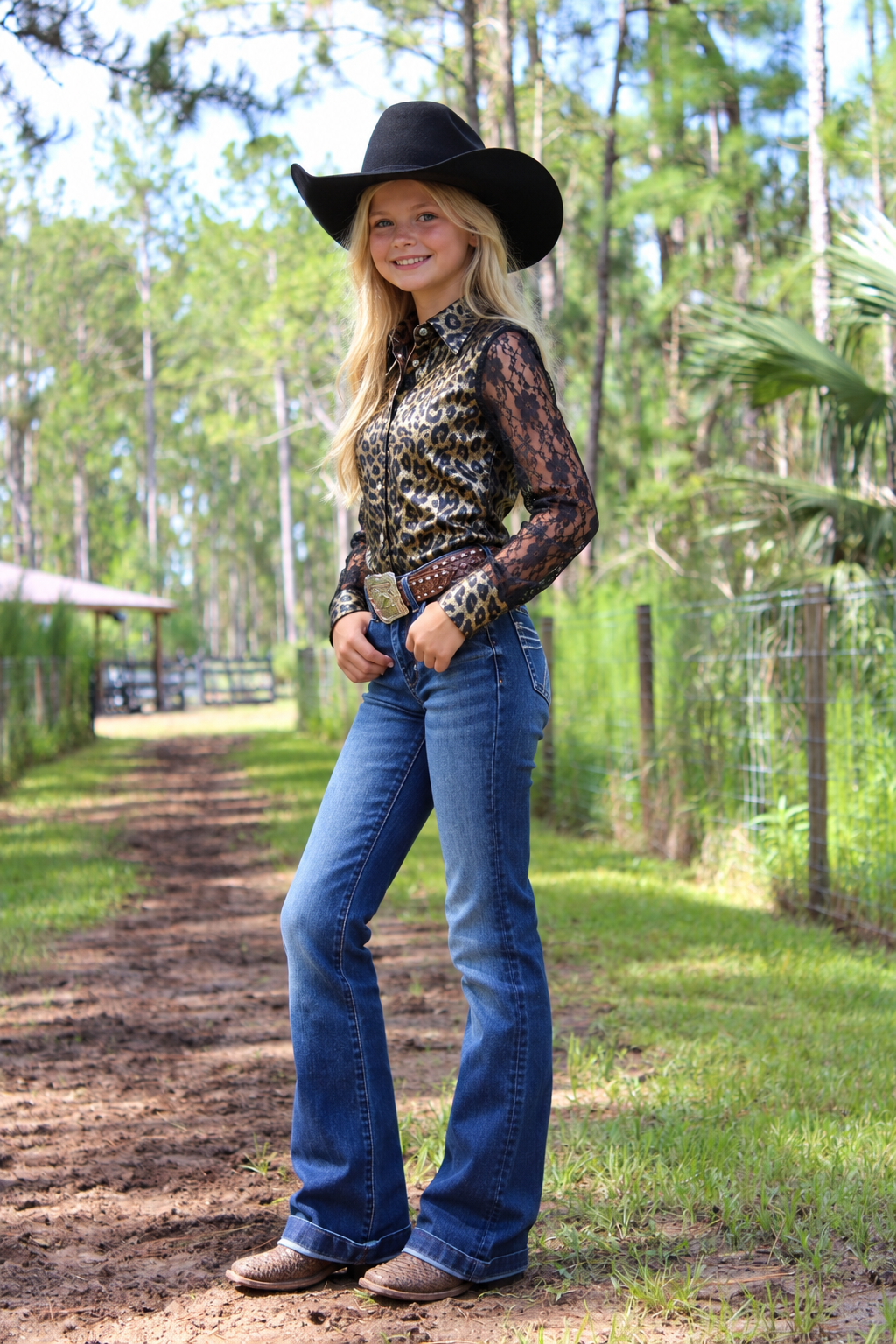 Leopard and Lace Youth Pullover
