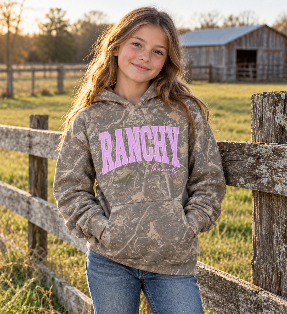 Ranchy Threads Camo YOUTH hoodie