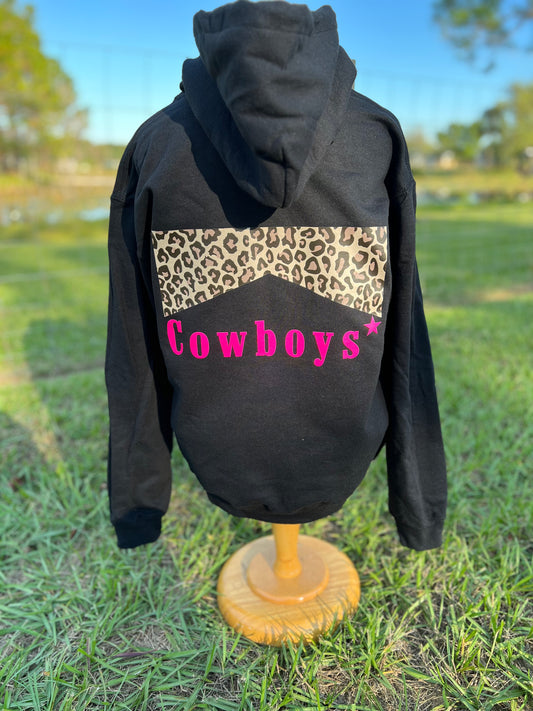 Leopard hot pink cowboys hoodie