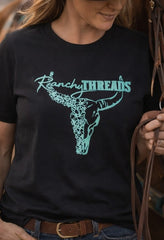 Ranchy Threads Floral Bull Skull