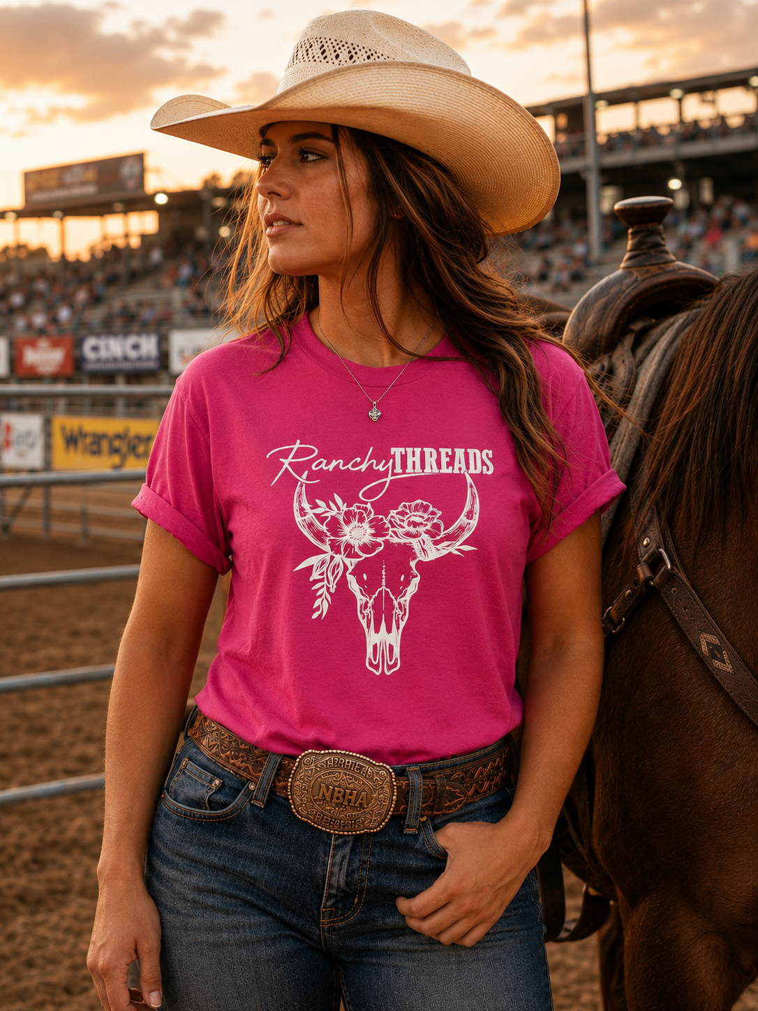Ranchy Threads Floral Bull Skull
