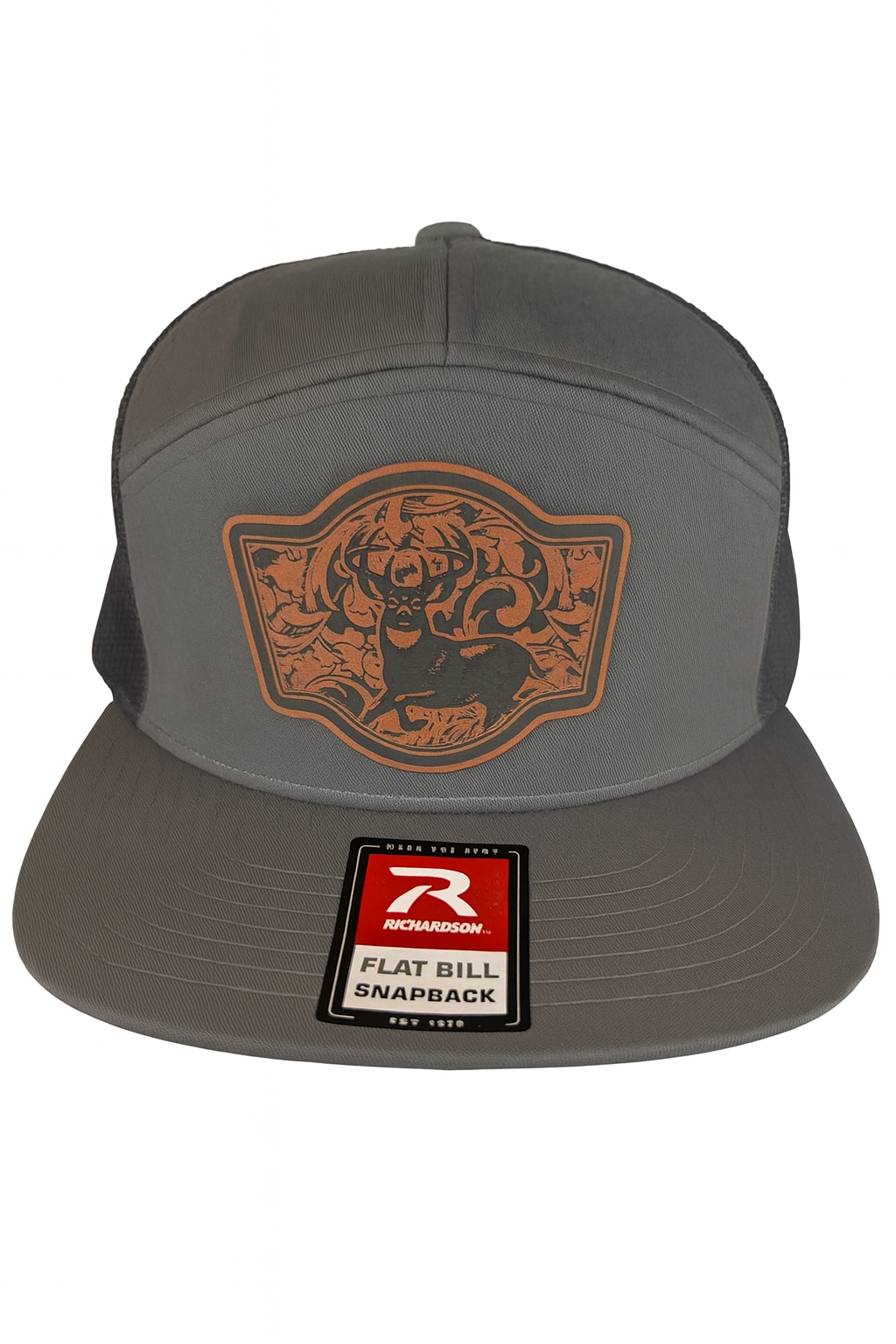 Deer patch 7 panel trucker hat