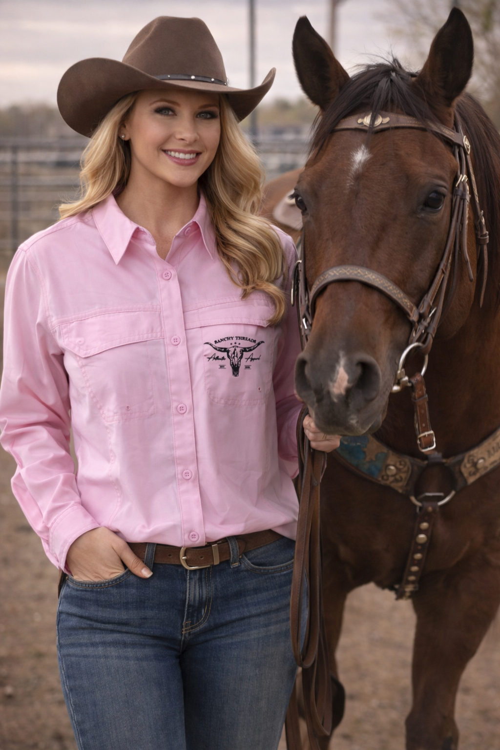 Ranchy Threads women's long sleeve Fishing button up