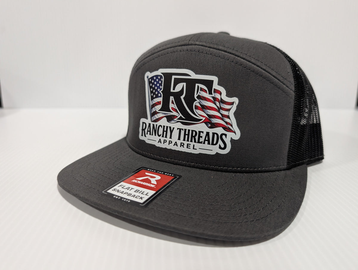Ranchy Threads Flat Bill red white and blue