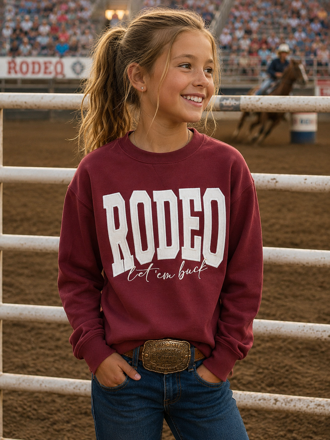 Youth rodeo let them buck sweatshirt